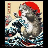 Catzilla Cat Japanese Art Funny Cat Gifts Coffee Mug thumb 5