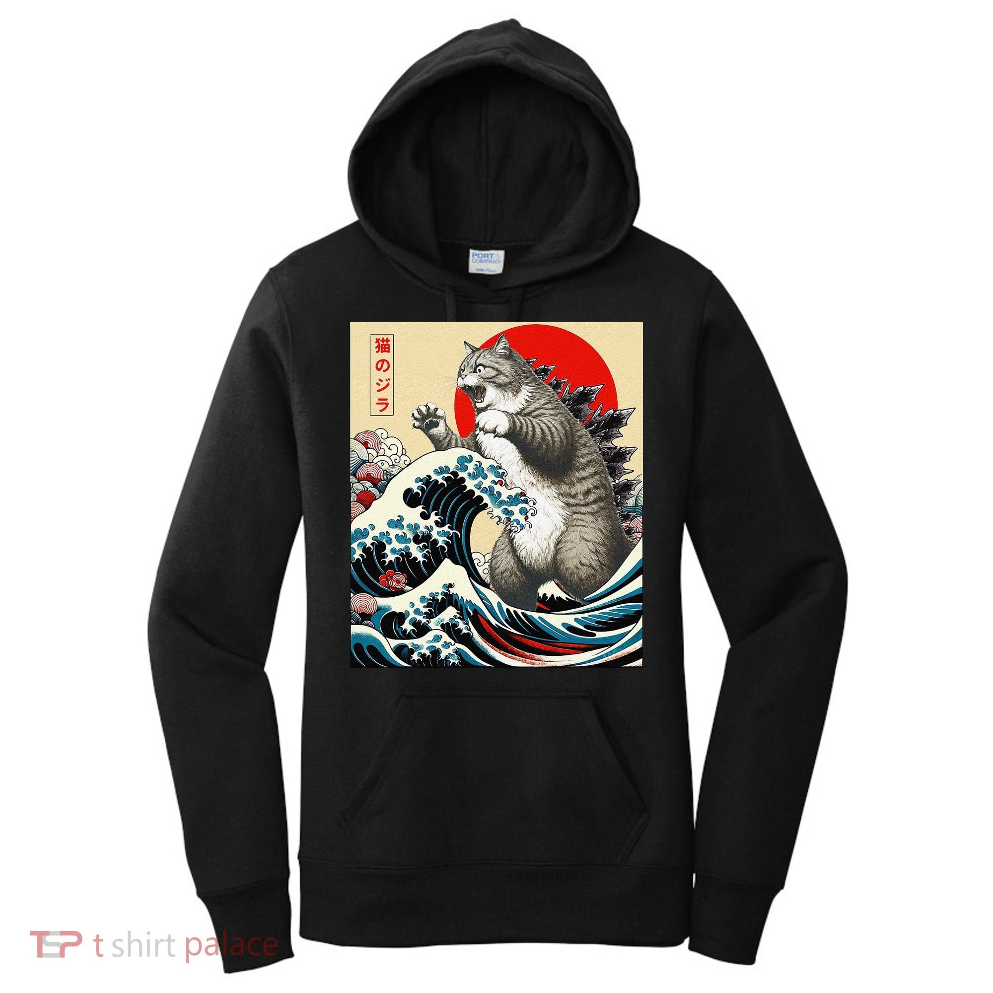 Catzilla Cat Japanese Art Funny Cat Gifts Women's Hoodie