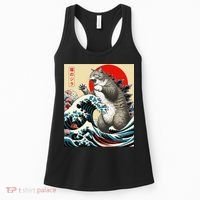 Catzilla Cat Japanese Art Funny Cat Gifts Women's Tank Top thumb 0