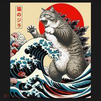 Catzilla Cat Japanese Art Funny Cat Gifts Visor thumb 3