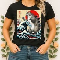 Catzilla Cat Japanese Art Funny Cat Gifts Women's T-Shirt thumb 2