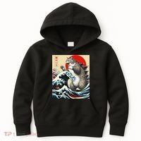 Catzilla Cat Japanese Art Funny Cat Gifts Kids Hoodie thumb 0
