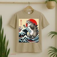 Catzilla Cat Japanese Art Funny Cat Gifts T-Shirt thumb 2