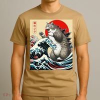 Catzilla Cat Japanese Art Funny Cat Gifts T-Shirt thumb 3