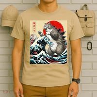 Catzilla Cat Japanese Art Funny Cat Gifts T-Shirt thumb 6
