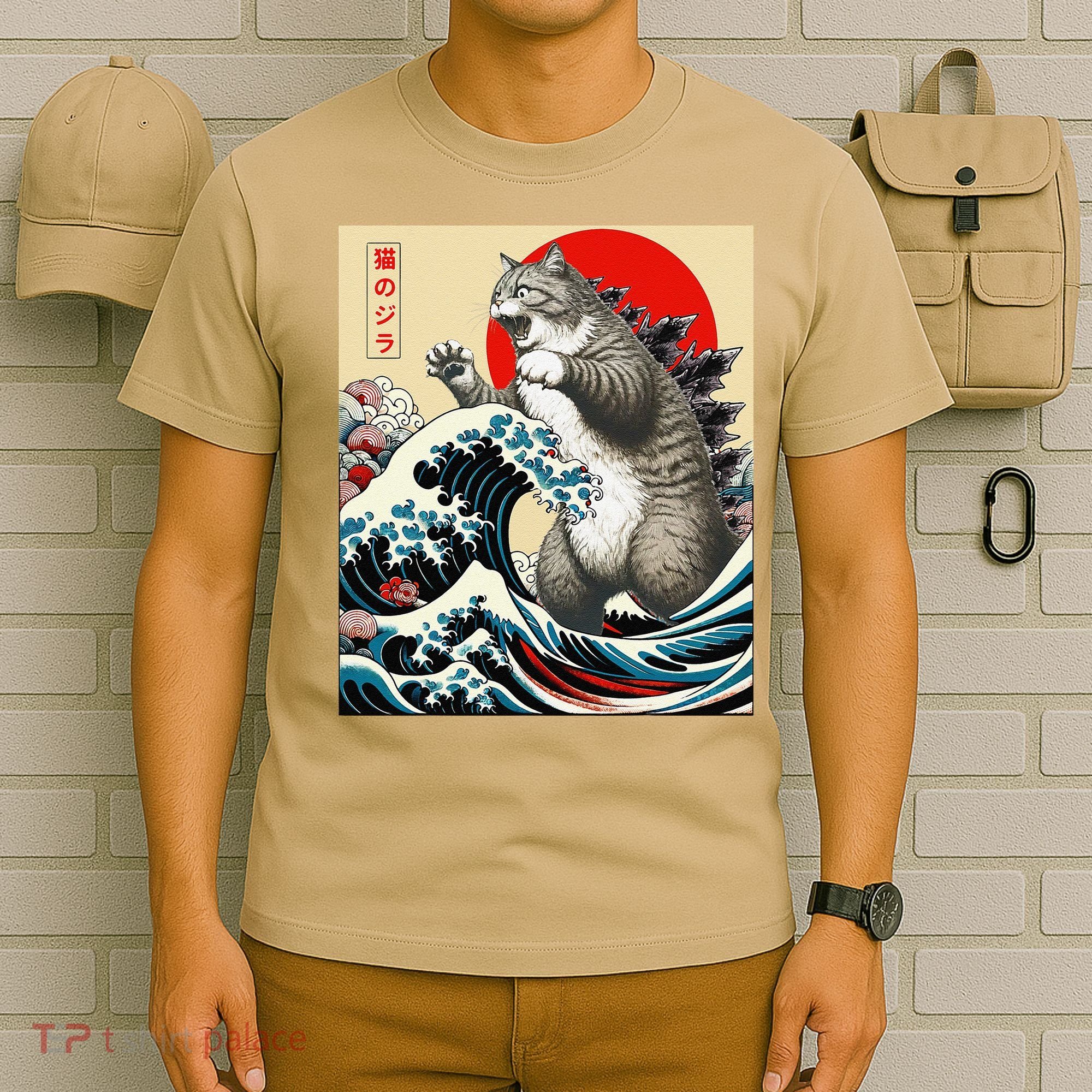 Catzilla Cat Japanese Art Funny Cat Gifts T-Shirt