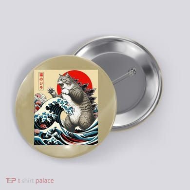 Catzilla Cat Japanese Art Funny Cat Gifts Button