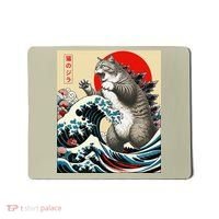 Catzilla Cat Japanese Art Funny Cat Gifts Mousepad thumb 0
