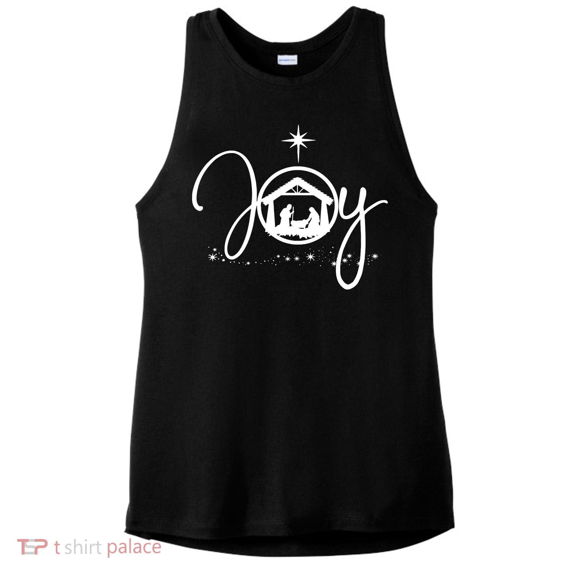 Christian Christmas Joy Jesus Nativity Scene Faith Ladies PosiCharge Tri-Blend Wicking Tank