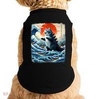 Catzilla Cat Japanese Art Funny Cat Adventure Doggie Tank thumb 0