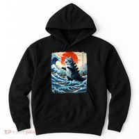 Catzilla Cat Japanese Art Funny Cat Adventure Hoodie thumb 0
