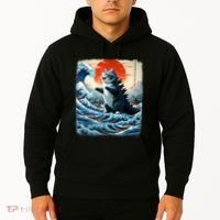 Catzilla Cat Japanese Art Funny Cat Adventure Hoodie thumb 2
