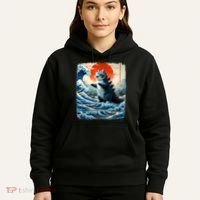 Catzilla Cat Japanese Art Funny Cat Adventure Hoodie thumb 5