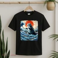 Catzilla Cat Japanese Art Funny Cat Adventure T-Shirt thumb 2