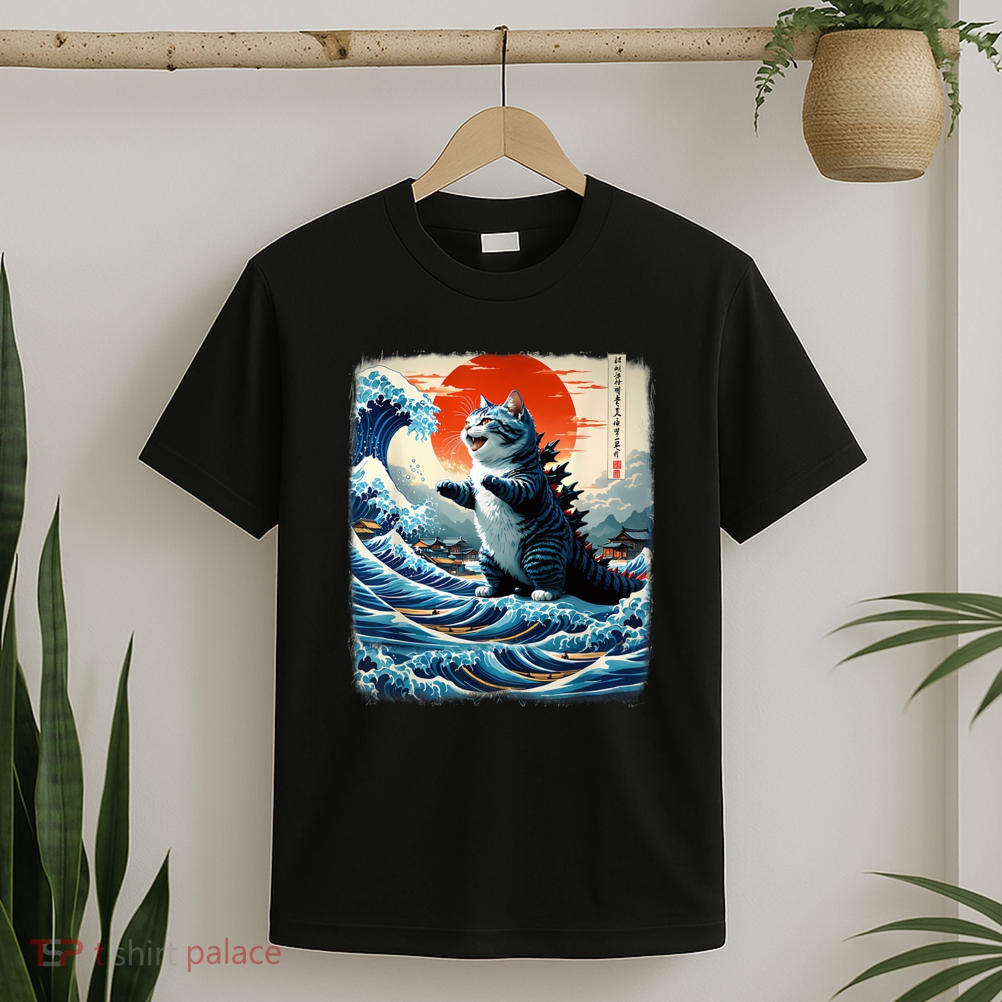 Catzilla Cat Japanese Art Funny Cat Adventure T-Shirt