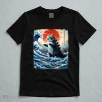 Catzilla Cat Japanese Art Funny Cat Adventure T-Shirt thumb 5