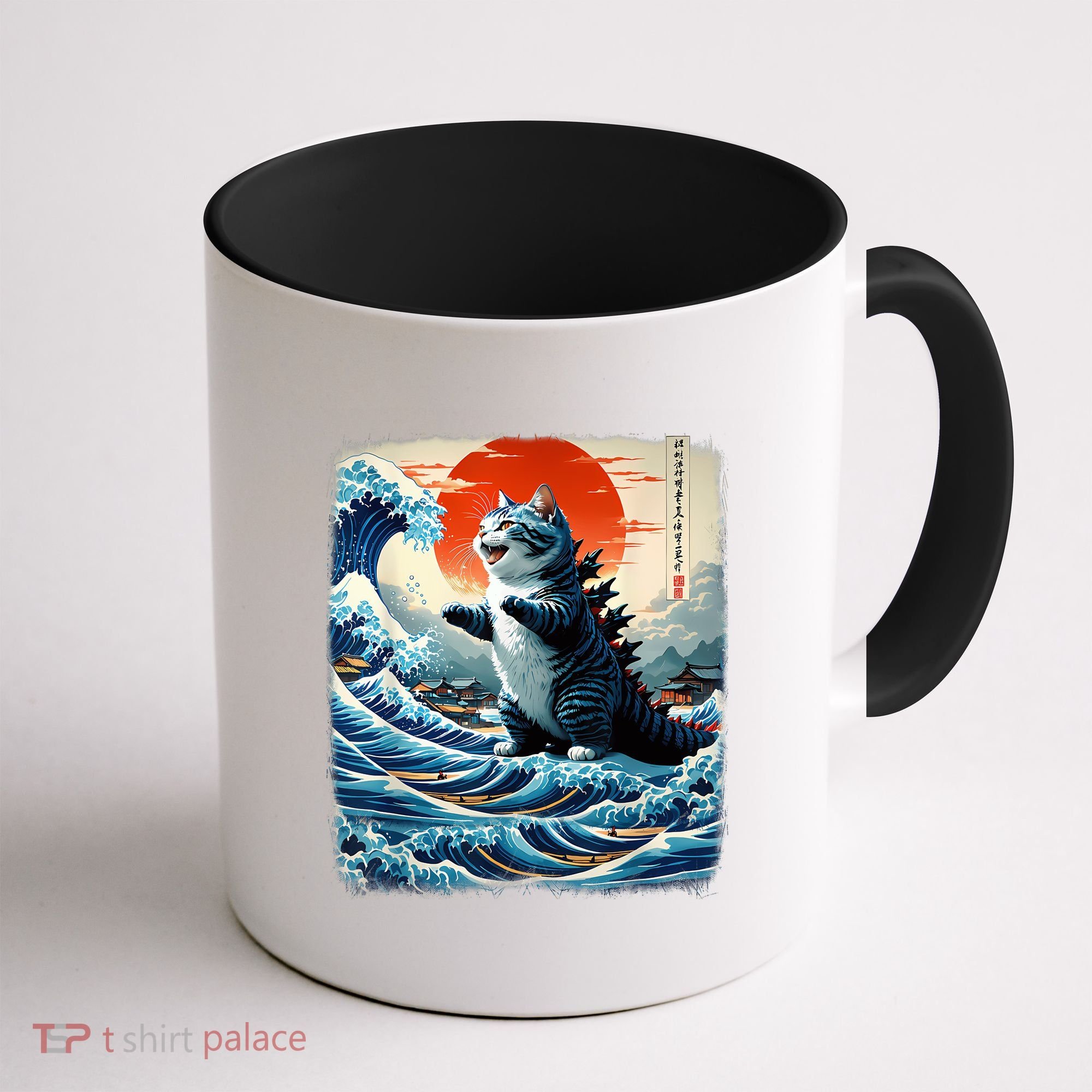 Catzilla Cat Japanese Art Funny Cat Adventure Coffee Mug