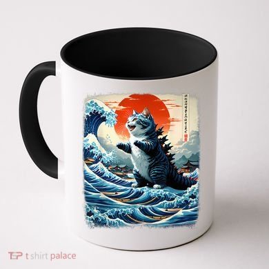 Catzilla Cat Japanese Art Funny Cat Adventure Coffee Mug