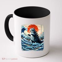 Catzilla Cat Japanese Art Funny Cat Adventure Coffee Mug thumb 0