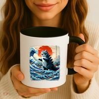 Catzilla Cat Japanese Art Funny Cat Adventure Coffee Mug thumb 3