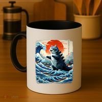 Catzilla Cat Japanese Art Funny Cat Adventure Coffee Mug thumb 4