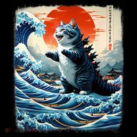 Catzilla Cat Japanese Art Funny Cat Adventure Coffee Mug thumb 5