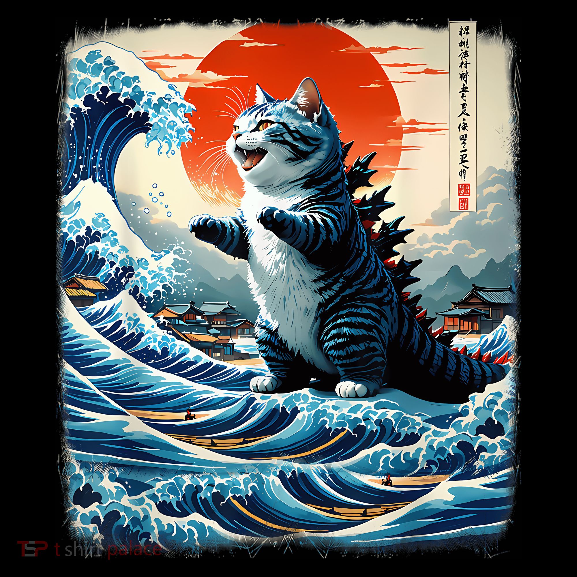 Catzilla Cat Japanese Art Funny Cat Adventure Coffee Mug