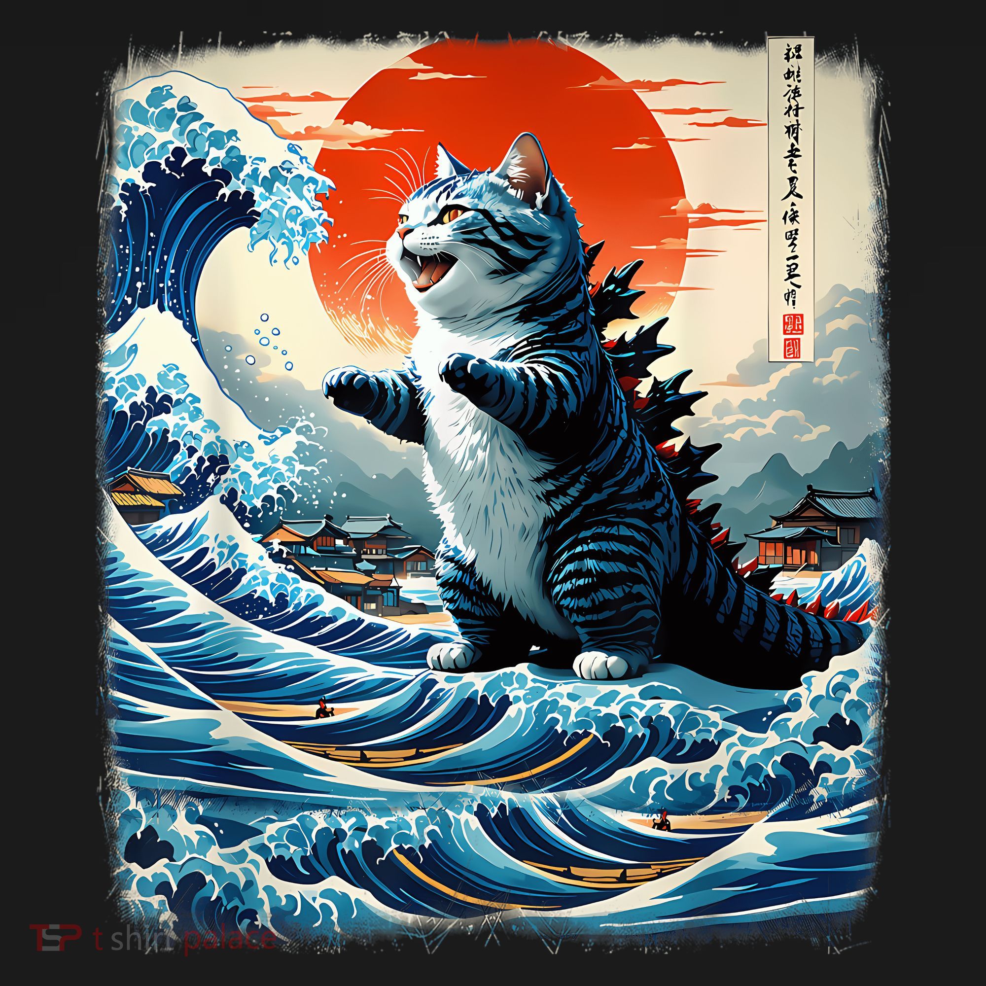 Catzilla Cat Japanese Art Funny Cat Adventure Women's Hoodie