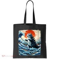 Catzilla Cat Japanese Art Funny Cat Adventure Tote Bag thumb 0