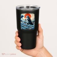 Catzilla Cat Japanese Art Funny Cat Adventure Tumbler thumb 2