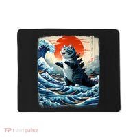 Catzilla Cat Japanese Art Funny Cat Adventure Mousepad thumb 0