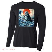 Catzilla Cat Japanese Art Funny Cat Adventure Cooling Performance Long Sleeve Crew thumb 0
