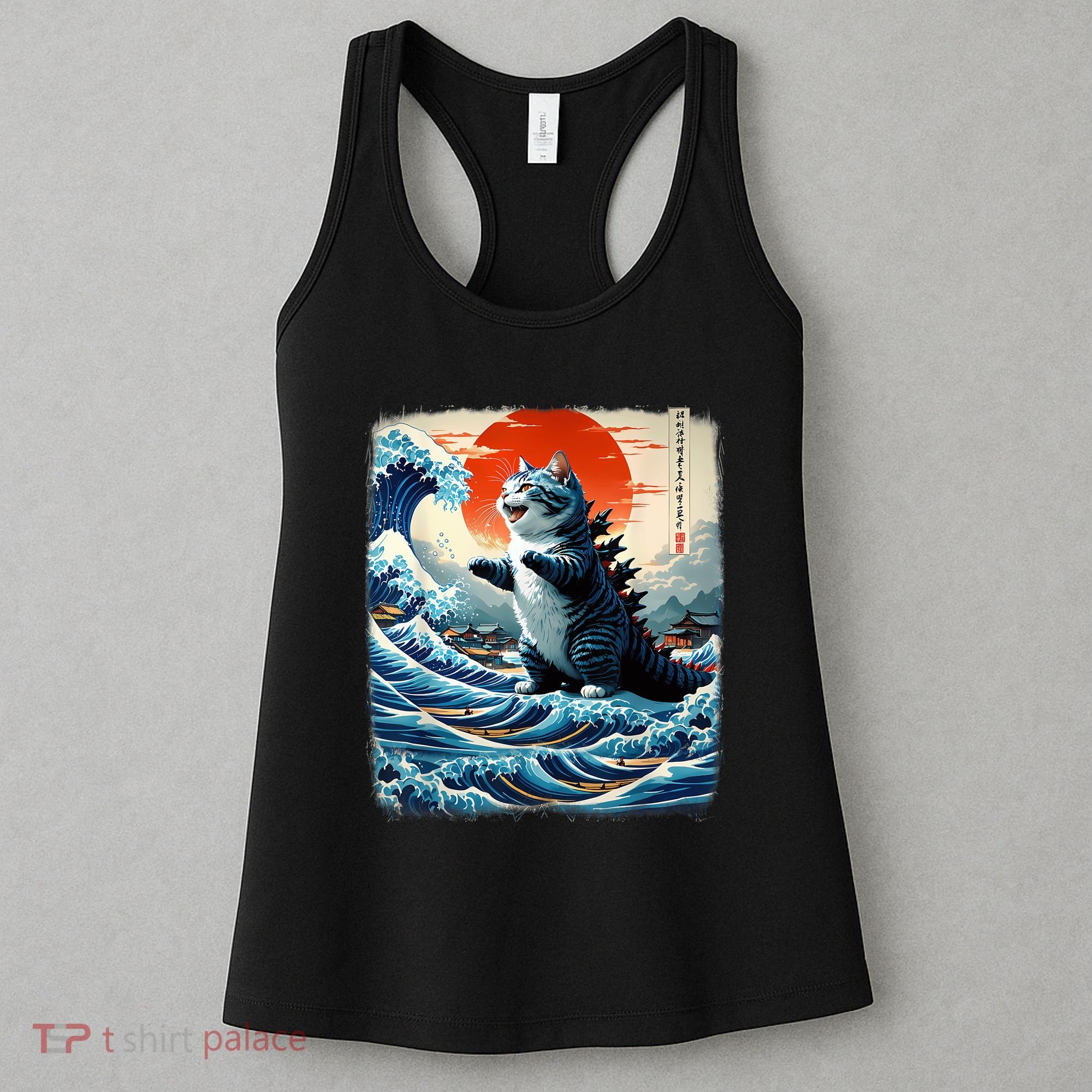Catzilla Cat Japanese Art Funny Cat Adventure Women's Tank Top