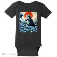Catzilla Cat Japanese Art Funny Cat Adventure Baby Bodysuit thumb 0