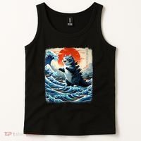Catzilla Cat Japanese Art Funny Cat Adventure Tank Top thumb 2