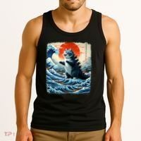 Catzilla Cat Japanese Art Funny Cat Adventure Tank Top thumb 3