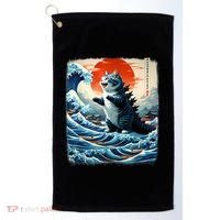 Catzilla Cat Japanese Art Funny Cat Adventure Golf Towel thumb 0