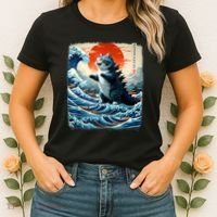 Catzilla Cat Japanese Art Funny Cat Adventure Women's T-Shirt thumb 2