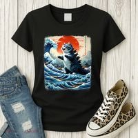 Catzilla Cat Japanese Art Funny Cat Adventure Women's T-Shirt thumb 3
