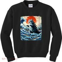 Catzilla Cat Japanese Art Funny Cat Adventure Kids Sweatshirt thumb 0