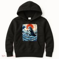 Catzilla Cat Japanese Art Funny Cat Adventure Kids Hoodie thumb 0