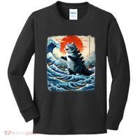 Catzilla Cat Japanese Art Funny Cat Adventure Kids Long Sleeve Shirt thumb 0