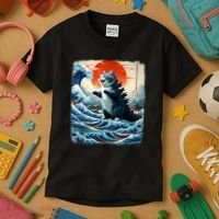 Catzilla Cat Japanese Art Funny Cat Adventure Kids T-Shirt thumb 3