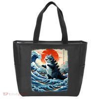 Catzilla Cat Japanese Art Funny Cat Adventure Tote Bag thumb 0