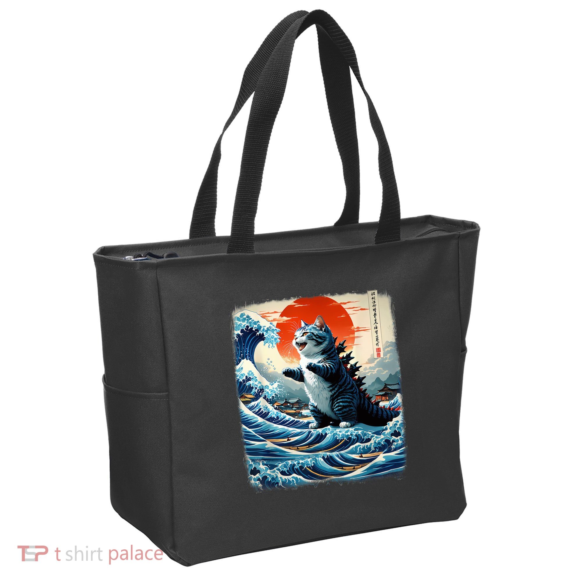 Catzilla Cat Japanese Art Funny Cat Adventure Tote Bag