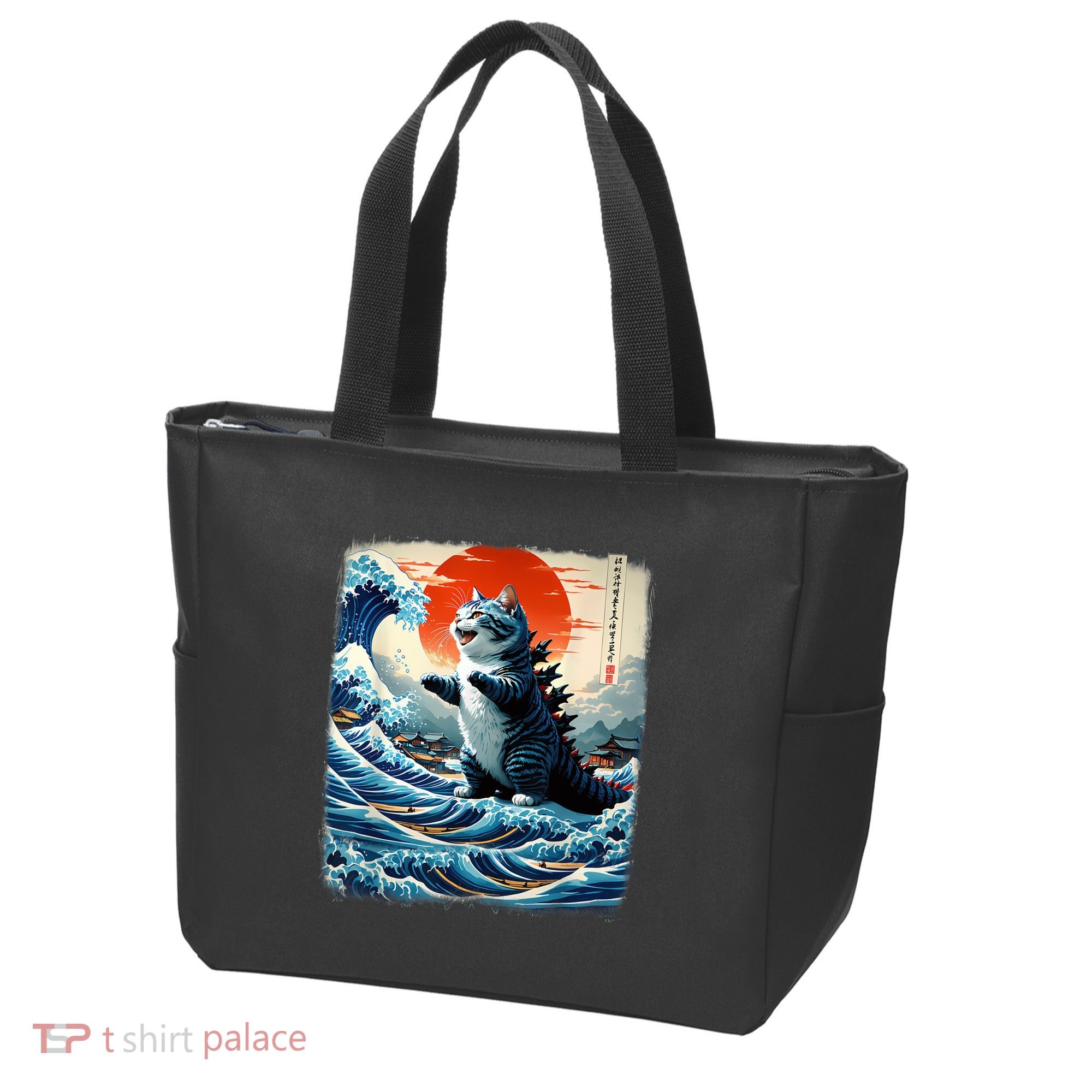 Catzilla Cat Japanese Art Funny Cat Adventure Tote Bag