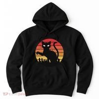 Catzilla Cat Japanese Sunset Retro Cute For Women Hoodie thumb 0
