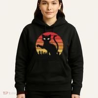 Catzilla Cat Japanese Sunset Retro Cute For Women Hoodie thumb 5