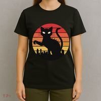 Catzilla Cat Japanese Sunset Retro Cute For Women T-Shirt thumb 4