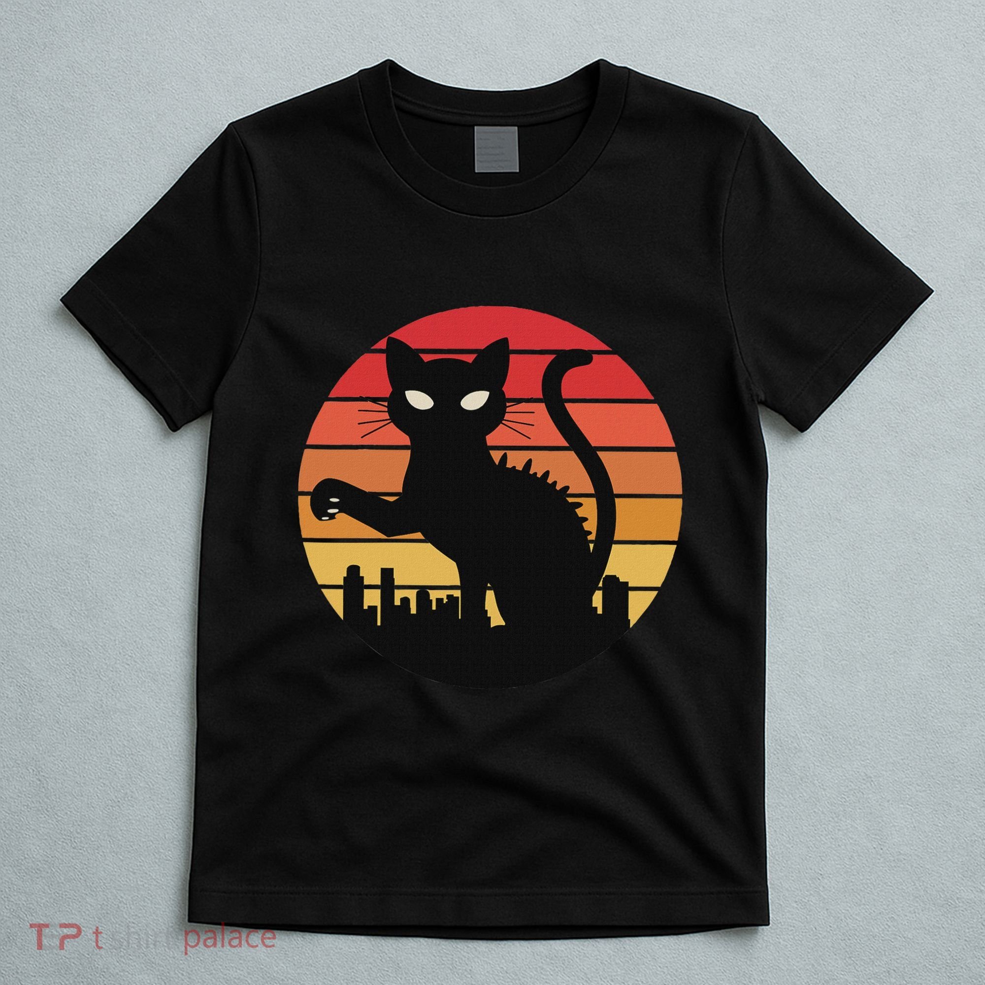 Catzilla Cat Japanese Sunset Retro Cute For Women T-Shirt